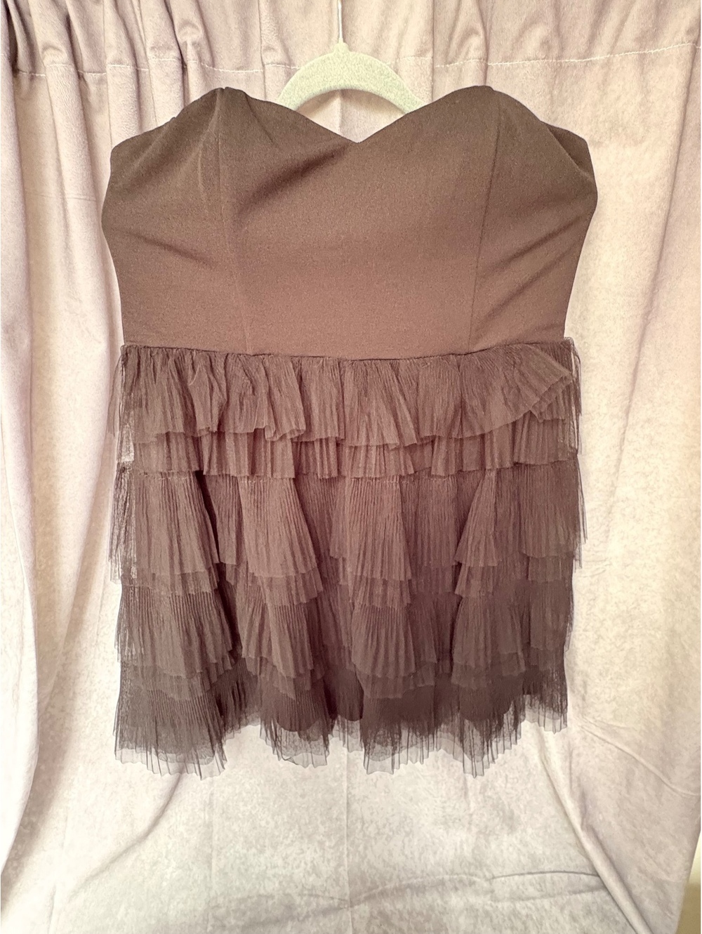 Lulus Black Strapless Tiered Tulle Ruffle Mini Dress XL Party Cocktail